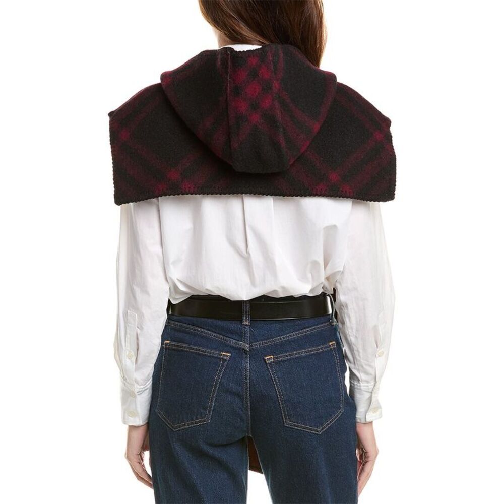 Burberry Check Wool & Leather Cape, Red - Picture 2 of 2